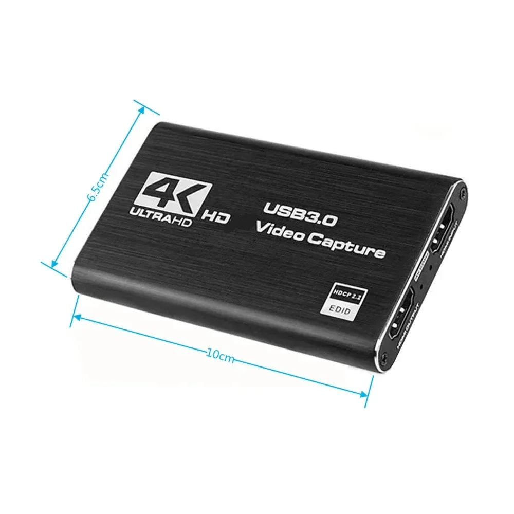 Tarjeta de captura de vídeo 4K USB 3,0, grabadora de vídeo HD 60fps