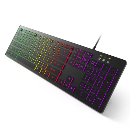 Teclado para juegos, luz retroiluminada RGB, teclado silencioso
