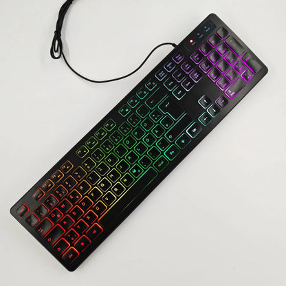 Teclado para juegos, luz retroiluminada RGB, teclado silencioso