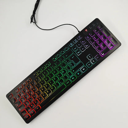Teclado para juegos, luz retroiluminada RGB, teclado silencioso