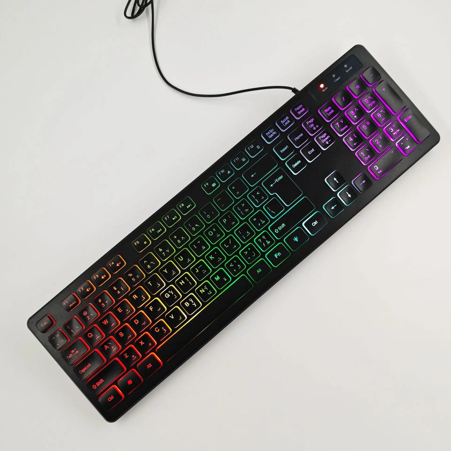 Teclado para juegos, luz retroiluminada RGB, teclado silencioso
