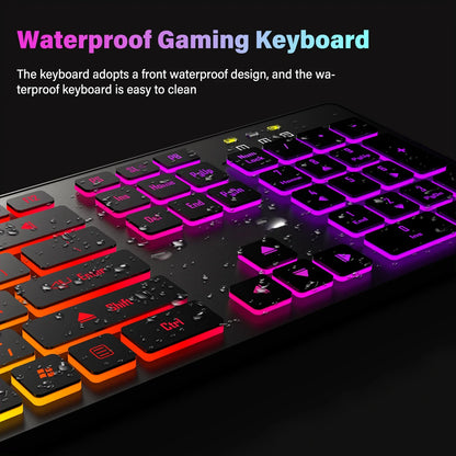 Teclado para juegos, luz retroiluminada RGB, teclado silencioso