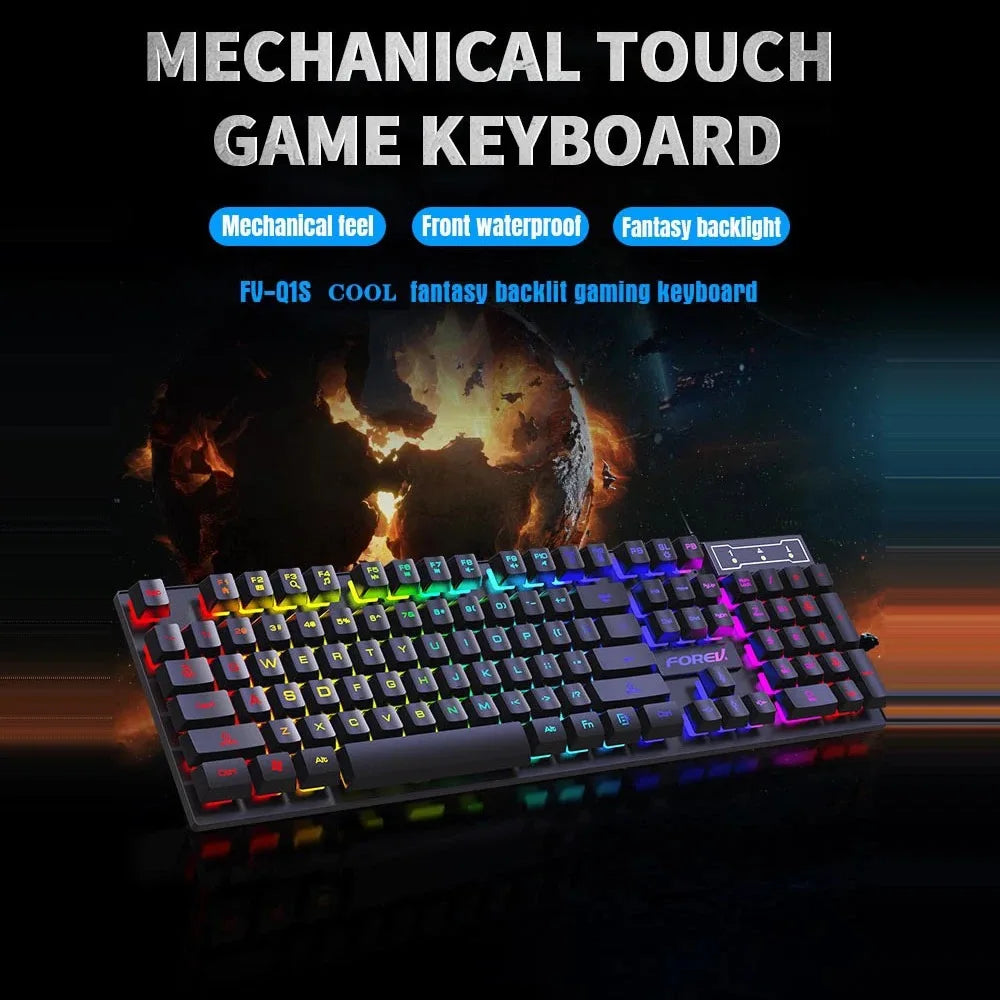 Teclado mecánico retroiluminado de 104 teclas, teclado para juegos.