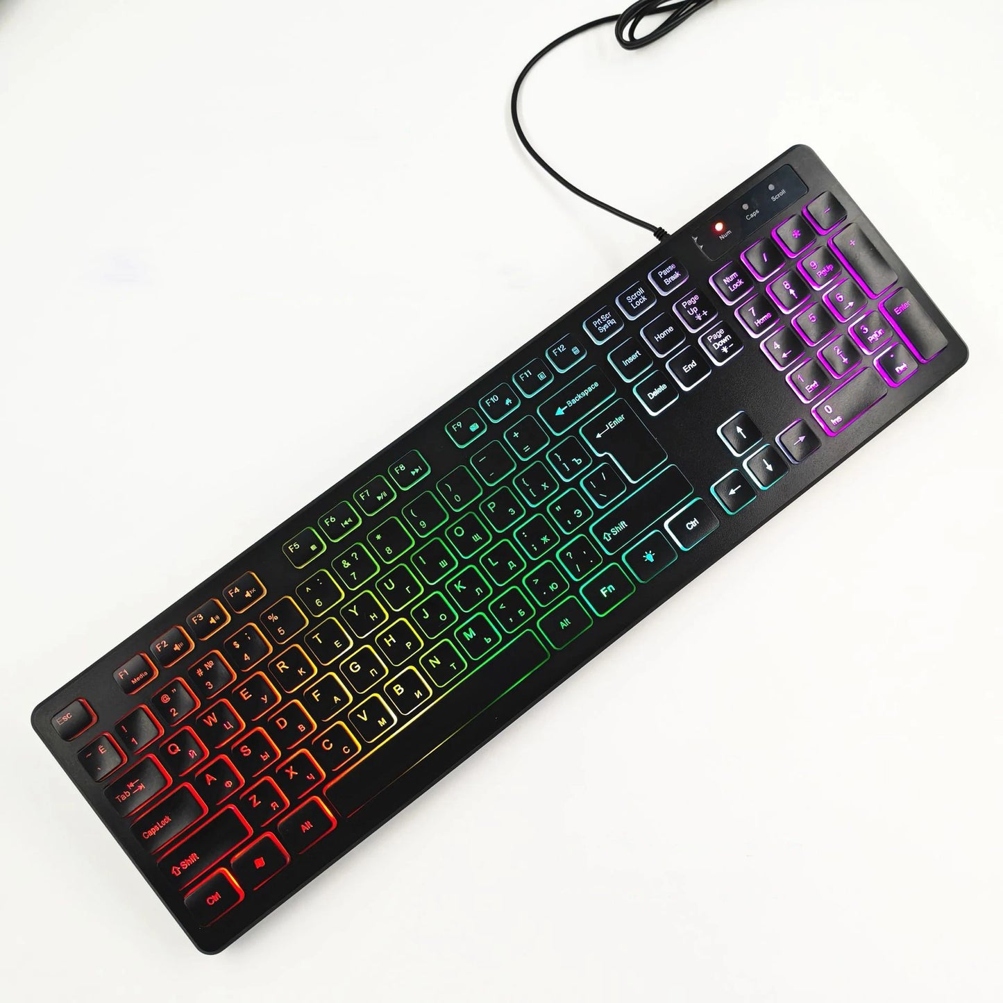 Teclado para juegos, luz retroiluminada RGB, teclado silencioso