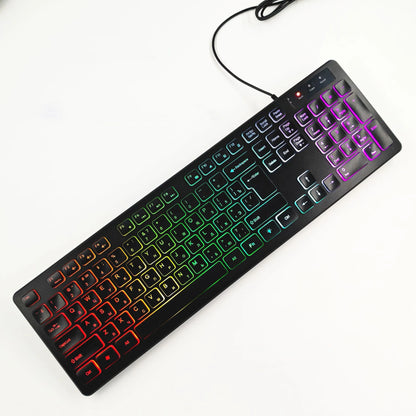 Teclado para juegos, luz retroiluminada RGB, teclado silencioso