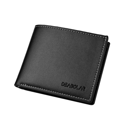 Cartera de cuero PU para hombres, cartera corta de estilo fino plegable, cartera con tarjetero para hombres jóvenes