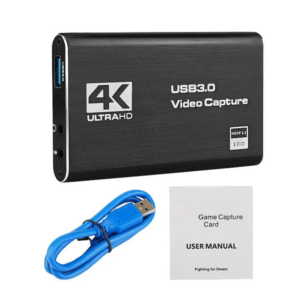 Tarjeta de captura de vídeo 4K USB 3,0, grabadora de vídeo HD 60fps