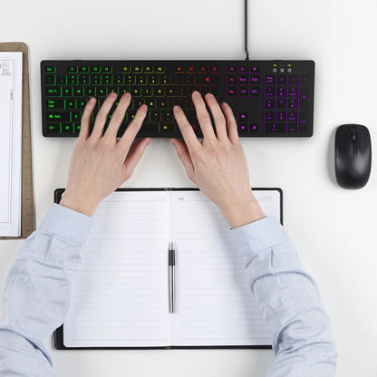 Teclado para juegos, luz retroiluminada RGB, teclado silencioso