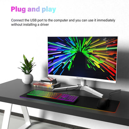 Teclado para juegos, luz retroiluminada RGB, teclado silencioso