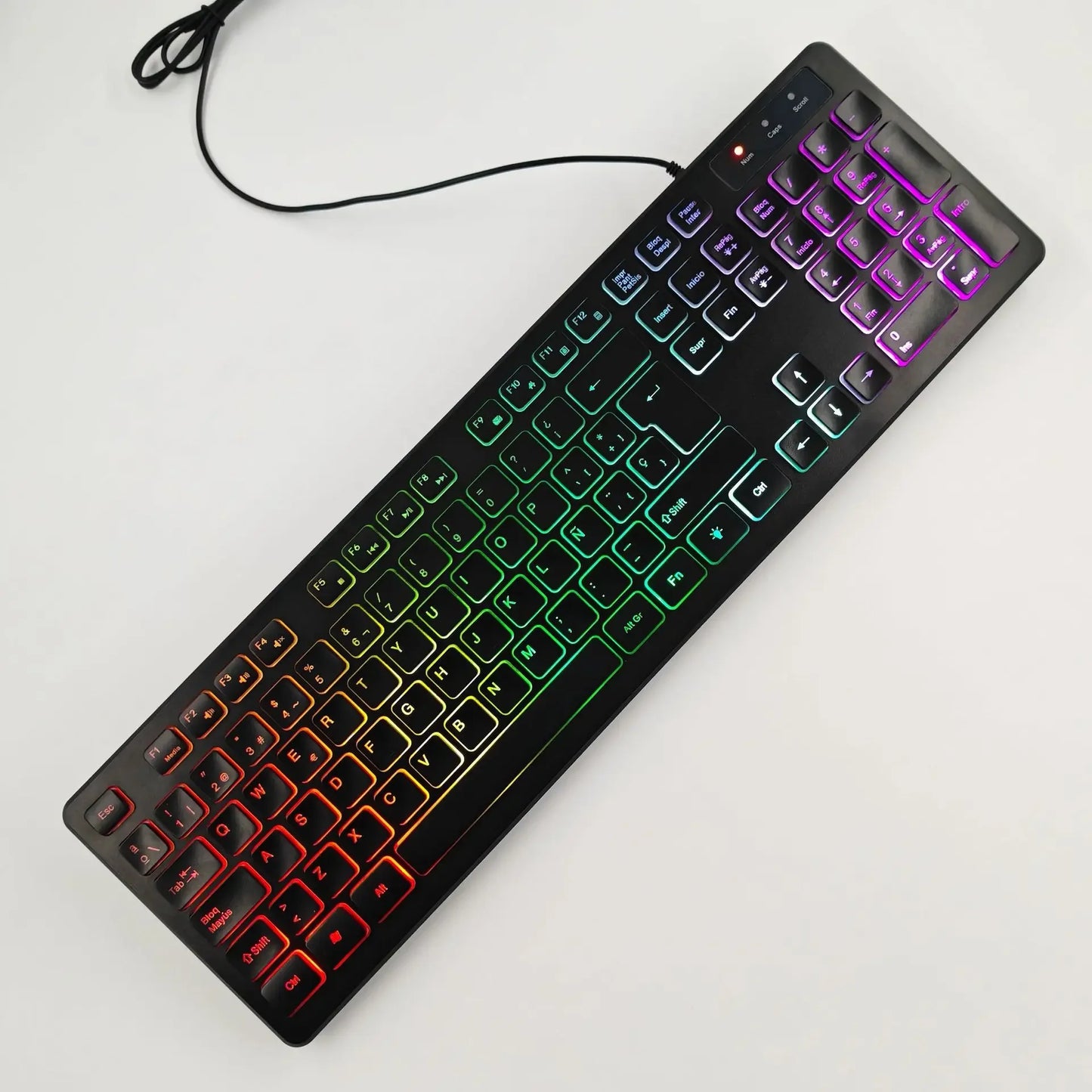 Teclado para juegos, luz retroiluminada RGB, teclado silencioso