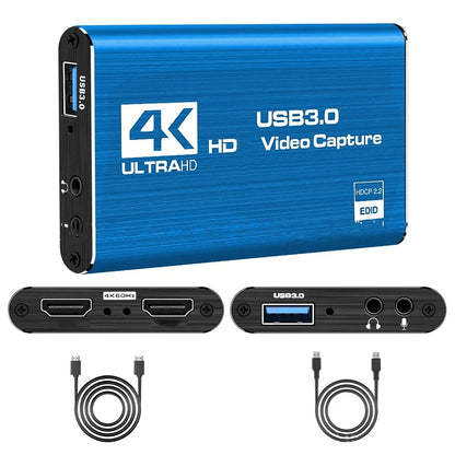 Tarjeta de captura de vídeo 4K USB 3,0, grabadora de vídeo HD 60fps