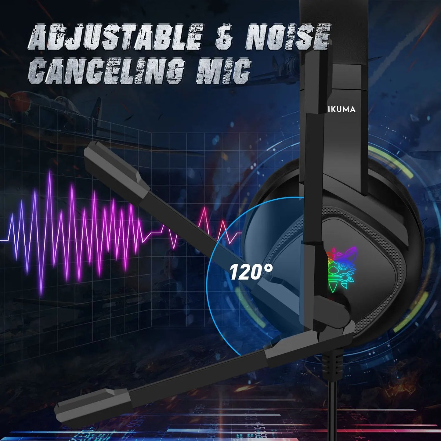 ONIKUMA-auriculares K19 para juegos, audífonos profesionales con retroiluminación LED RGB