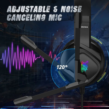 ONIKUMA-auriculares K19 para juegos, audífonos profesionales con retroiluminación LED RGB