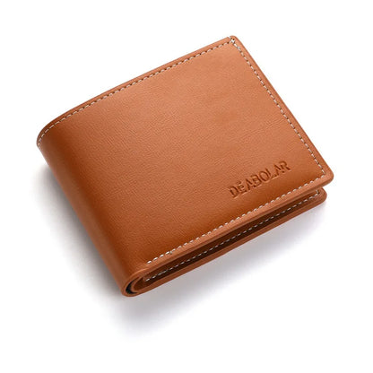 Cartera de cuero PU para hombres, cartera corta de estilo fino plegable, cartera con tarjetero para hombres jóvenes
