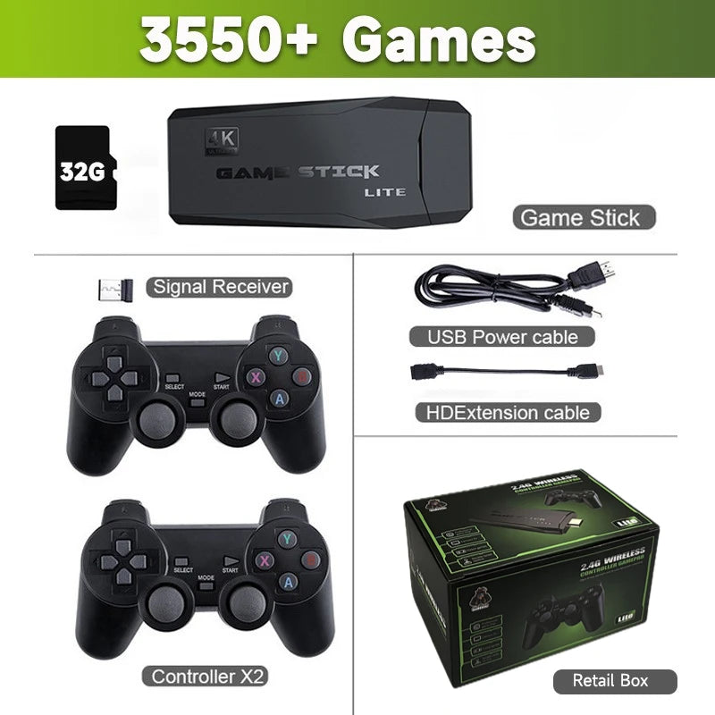 Consola de videojuegos Stick Lite 4K HD M8, controlador inalámbrico doble Para Juegos retro, 64GB
